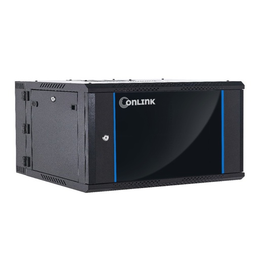 [021145] [WMG6504-550] Onlink - Rack de Pared Cerrado Abatible 4U 600x550x280mm con Puerta de Vidrio [Incluye 3 Cerraduras]