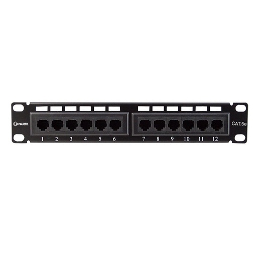 [021147] [PN-UTP5E12-Mini] Onlink - Mini Patch Panel 12 Puertos 10" 1U Categoria 5E