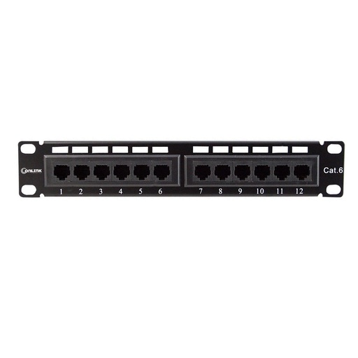 [021150] [PN-UTP612-Mini] Onlink - Mini Patch Panel 12 Puertos 10" 1U Categoria 6