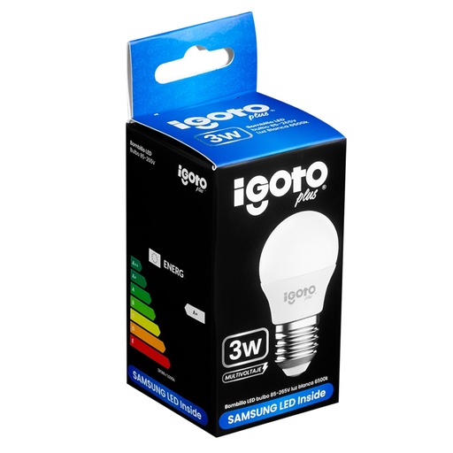 [050767] [IG-BLCS3W] Igoto - Bombillo LED Bulbo 3W 6500K Luz Fria Rosca E27