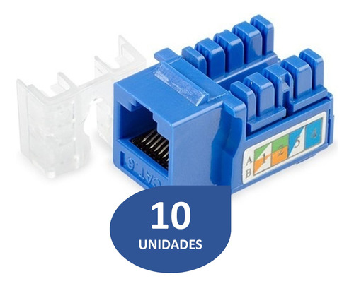 [020049] [WP-KRJ-C5EBLUE-10UND] Wireplus - Conector Keystone Jack Coupler RJ-45 Categoria 5E Azul [10 Unidades]