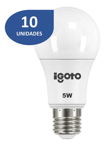 [050163] [IG-BL5W-10PACK] Igoto - Bombillo LED Bulbo 5W 6500K Luz Fria Rosca E27 [10 Unidades]