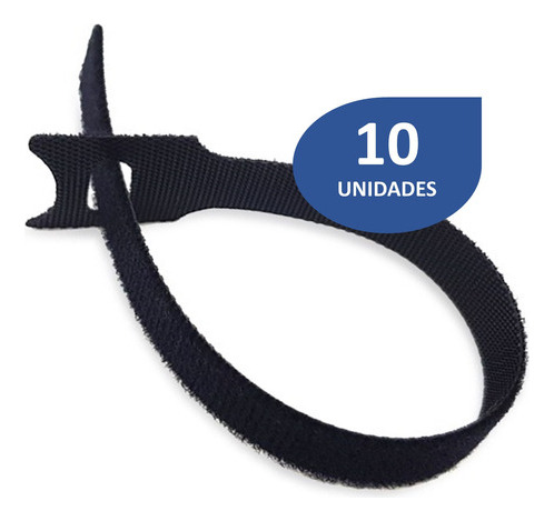 [070024] [WP-CINTAV-B12X20-10UND] Wireplus - Cinta Velcro Negra 20cm [10 Unidades]