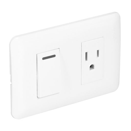 [070827] [C316-W] Igoto - Interruptor Simple + Toma Corriente Serie Clasica [Blanco]