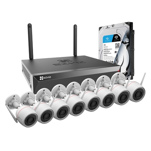 [010875] [KITCAM15] Ezviz - Kit Cámaras de Seguridad Inalambricas 8CH NVR X5S + 8 Bullet C3TN HD [3MP] + 1Tb
