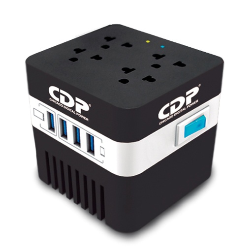 [061180] [RU-AVR604] CDP - Regulador de Voltaje Automático de 600Va Cargador USB de 4 Puertos y 4 Salidas Reguladas NEMA 5-15