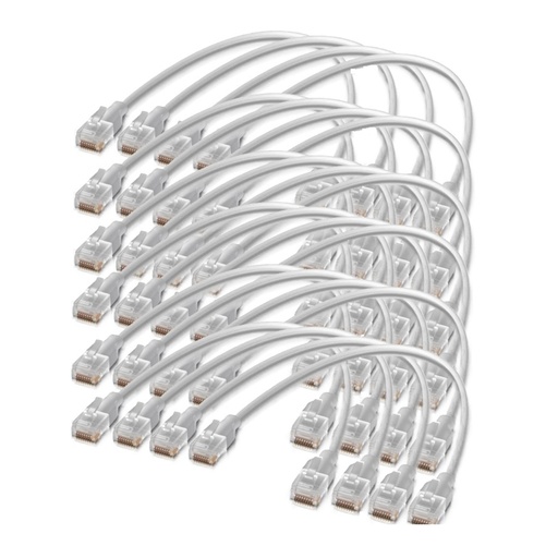 [021570] [UACC-Cable-Patch-EL-0.15M-W-24] Ubiquiti - Patchcords UniFi Etherlighting de 15 cm hasta 2.5G Conector RJ45 Transparente para Mejores Efectos de Luz con Switches USW PRO MAX [24-Pack]