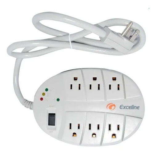 [070834] [GSM-MT120SE] Exceline - Protector de Voltaje Multitoma con Supresor de Pico 120v 6 Tomas 15A