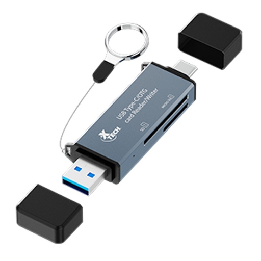 [061347] [XTC-580] Xtech - Lector de tarjetas 2 en 1 USB-C / USB 3.0 OTG para TF/SD y Micro SD
