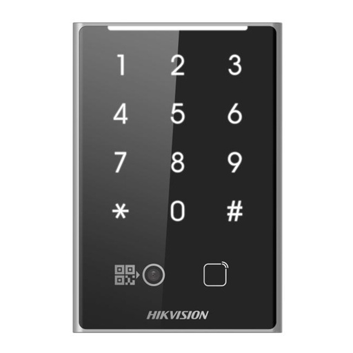 [090274] [DS-K1109DKB-QR(STD)] Hikvision - Lector de Tarjetas PROX EM y de Códigos QR Teclado para Contraseña Compatible con Controladores DSK2600 Series Hikvision Comunicación RS485 y WIEGAND