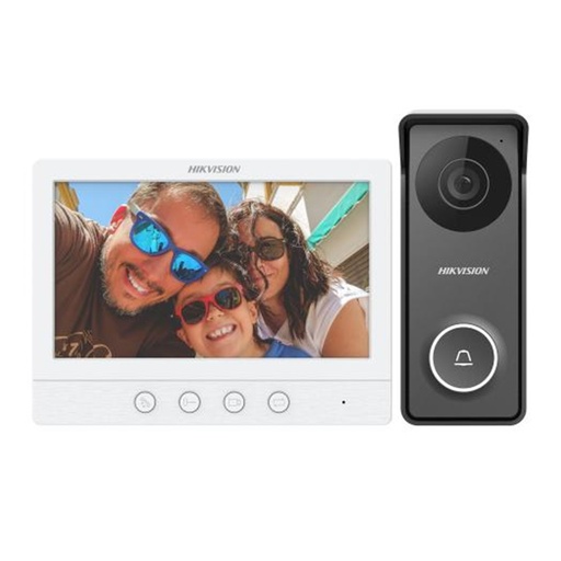 [090278] [DS-KIS213(O-STD)] Hikvision - Kit de Videoportero TurboHD con Pantalla LCD a Color de 7" Frente de Calle para Exterior de Metal 720p 117° de Visión (Gran Angular)