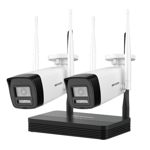 [010925] [DS-J142I/NKS422W0H] Hikvision - Kit IP Inalámbrico [2Mp] NVS 4 Canales Wi-Fi 2 Cámaras Bullet Exterior con Lente 2.8 mm y Dual Light Audio Bidireccional Soporta Micro SD de 512 GB